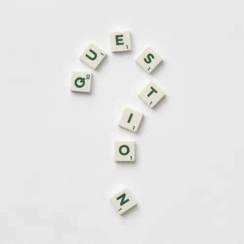 Question mark made from letter tiles